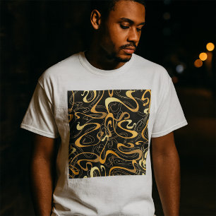 Golden Abstrakt Swirl Mönster T Shirt