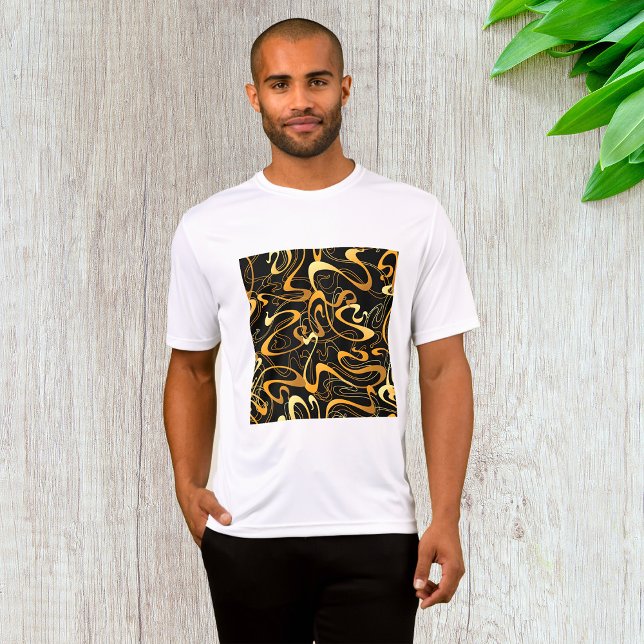 Golden Abstrakt Swirl Mönster T Shirt (Skapare uppladdad)