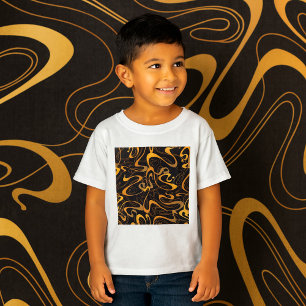 Golden Abstrakt Swirl Mönster T Shirt