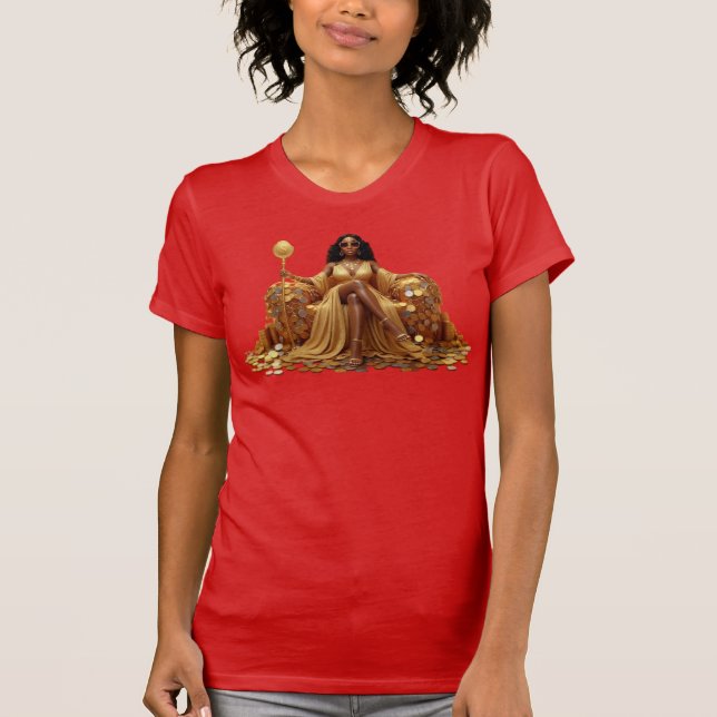 Golden Abundance Queen — Wealth In Her Hands T Shirt (Framsida)