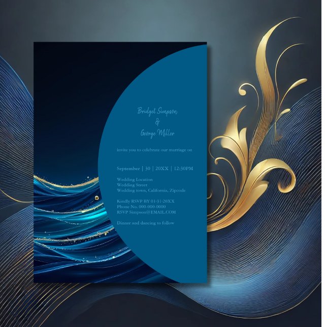 Golden Accentated Abstrakt Ocean Vinkarare bröllop (Skapare uppladdad)