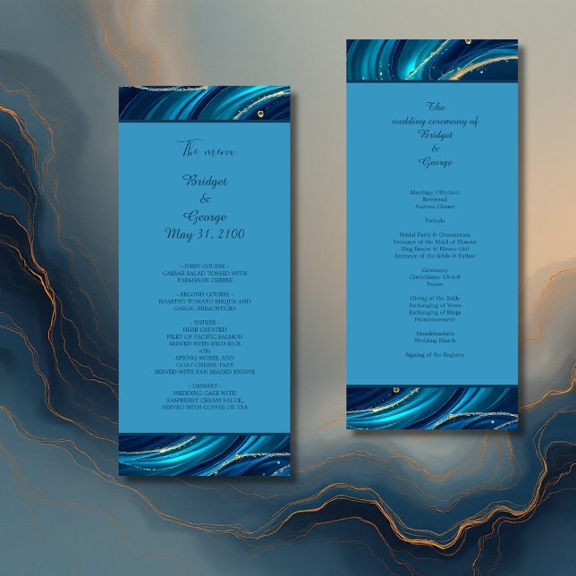 Golden Accentated Abstrakt Ocean Vinkarare bröllop Program (Skapare uppladdad)