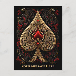 Golden Ace of Spades Postcard Vykort