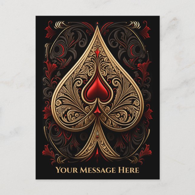 Golden Ace of Spades Postcard Vykort (Framsida)