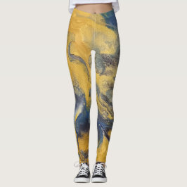Golden acrylic pour design leggings