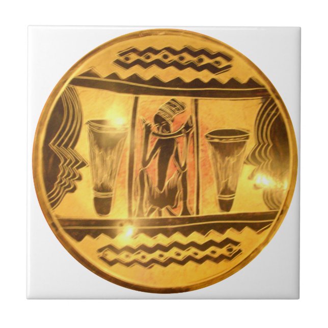 Golden African Ethnic Art Print Design Kakelplatta (Framsidan)