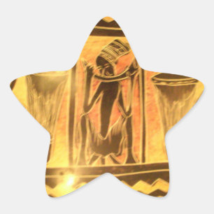Golden African Ethnic Art Print Design Stjärnformat Klistermärke