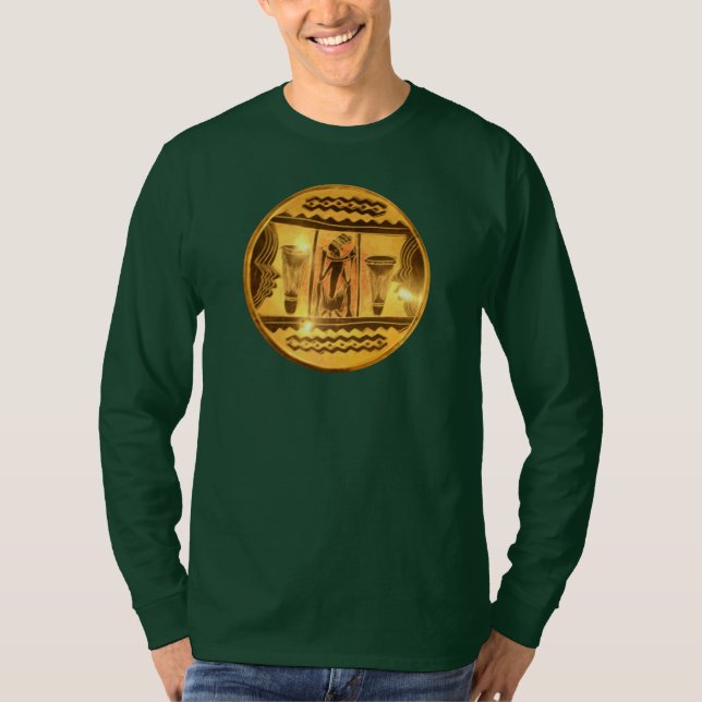 Golden African Ethnic Art Print Design T-shirt (Framsida)