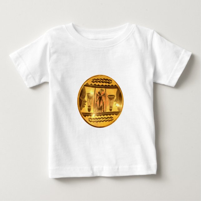 Golden African Ethnic Art Print Design Tee Shirt (Framsida)