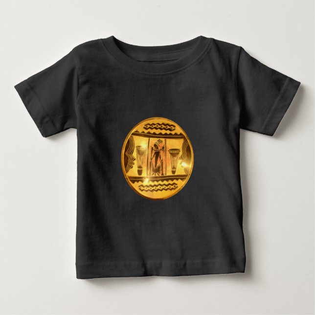 Golden African Ethnic Art Print Design Tee Shirt (Framsida)