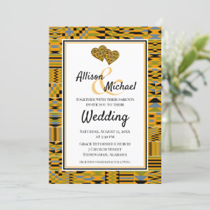 Golden African Kente K46 bröllopsinbjudan Inbjudningar