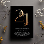Golden Age | Ro Guld 21:a födelsedag Party Inbjuda Inbjudningar<br><div class="desc">Minnesfira sin milstolpe med den här chicen 21:a födelsedagskalbjudandet med "21" i Faux-ro-guld-folie som är förskönad med blommor. Anpassa med din 21:a födelsedag party-information under elegantens vita bokstäver. En chic och ett storskaligt val för fantastisk 21-årsdag firande!</div>