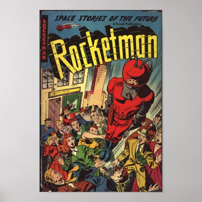 Golden Age Tecknad Art - Rocketman Poster (Framsidan)