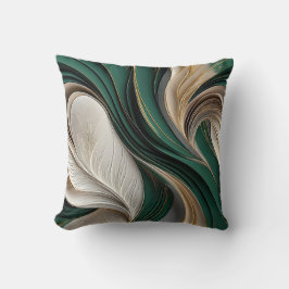 Golden Air – Emerald & Gold Flowing Abstract Kudde