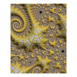 Golden Alien Sea Creates Fractal Abstrakt Art Perfect Poster