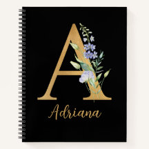 Golden Alphabet A med blomma Personlig