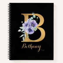 Golden Alphabet B med blommande Personlig