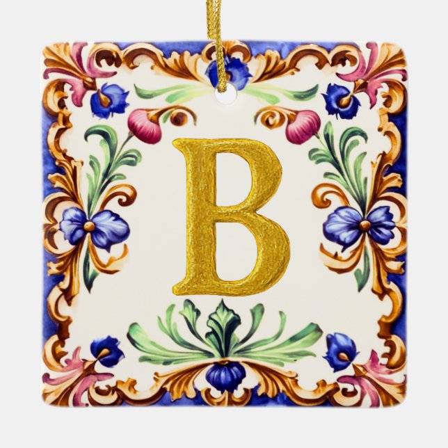 Golden Alphabet – Letter B Julgransprydnad Keramik (Framsida)