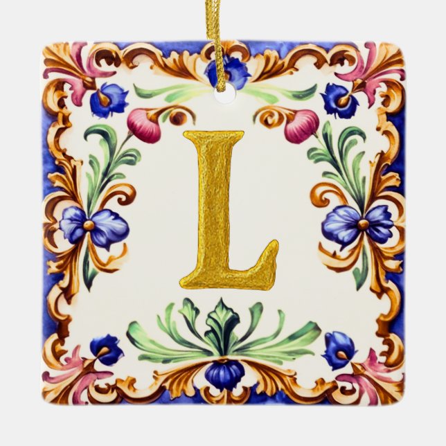 Golden Alphabet – Letter L Julgransprydnad Keramik (Framsida)