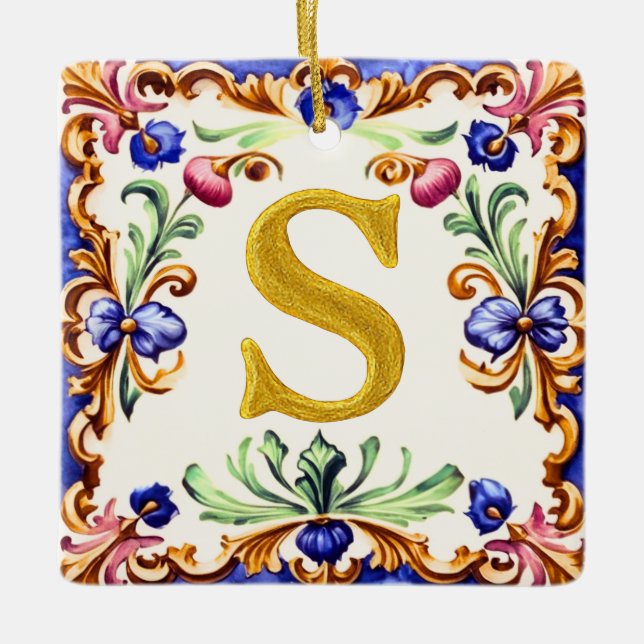 Golden Alphabet – Letter S Julgransprydnad Keramik (Framsida)