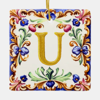 Golden Alphabet – Letter U Julgransprydnad Keramik