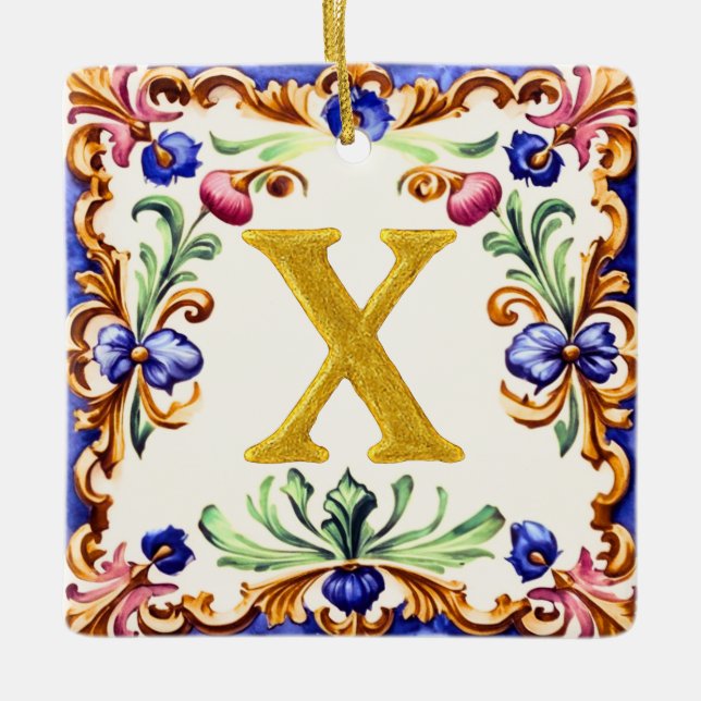 Golden Alphabet – Letter X Julgransprydnad Keramik (Framsida)