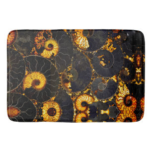 Golden Amber Black Nautilus snäcka mönster, fossil Badrumsmatta