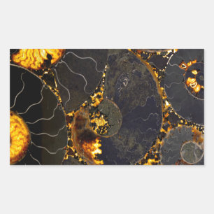 Golden Amber Black Nautilus snäcka mönster, fossil Rektangulärt Klistermärke
