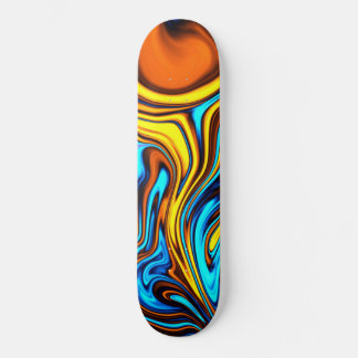Golden Amber och Blå Abstrakt Lava-flöde Mini Skateboard Bräda 18,5 Cm