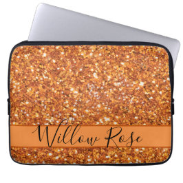 Golden Amber orange mousserande glitter-kalligrafi Laptop Fodral