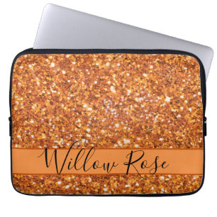 Golden Amber orange mousserande glitter-kalligrafi Laptop Fodral