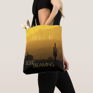 Golden Amber Sunset Cactus Arizona Desert Dream Tygkasse