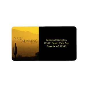 Golden Amber Sunset Cactus Arizona Desert Dreaming Adressetikett