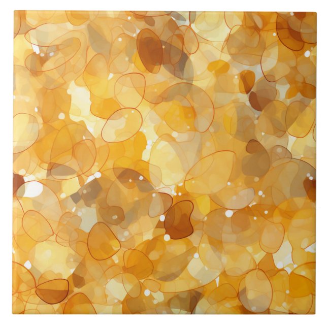 Golden Amber Tile - Modern Abstrakt Gemstone-övers Kakelplatta (Framsidan)