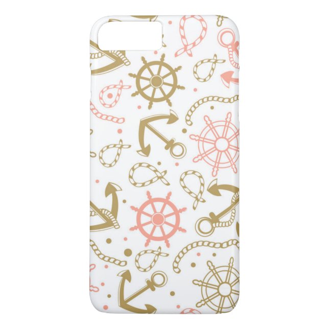 Golden Anchor Mönster Case-Mate iPhone Skal (Baksida)