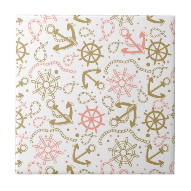 Golden Anchor Mönster Kakelplatta (Framsidan)
