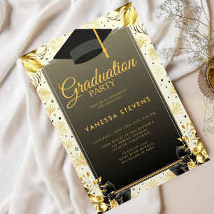 Golden and Beige illustrerade Studenten-dagen i Ly Inbjudningar