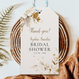 Golden and Beige Watercolor Flowers Bridal Shower Presentetikett