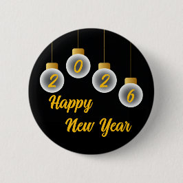 Golden and Black 2026 New Year Pin Button Knapp