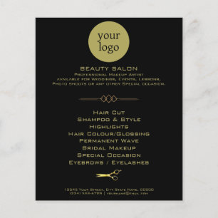 Golden and Black Beauty Salon Flygblad