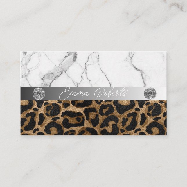 Golden and Black Glitter Leopard Visitkort (Framsida)