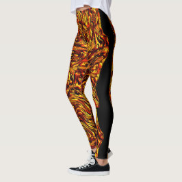 Golden and vivid red struktur leggings