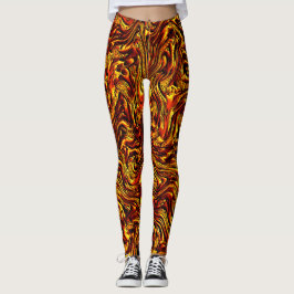 Golden and vivid red struktur leggings