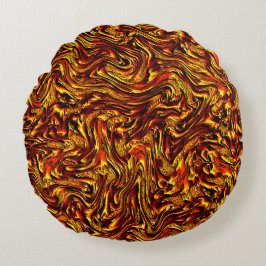 Golden and vivid red struktur rund kudde