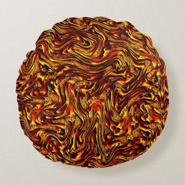 Golden and vivid red struktur rund kudde (Framsidan)