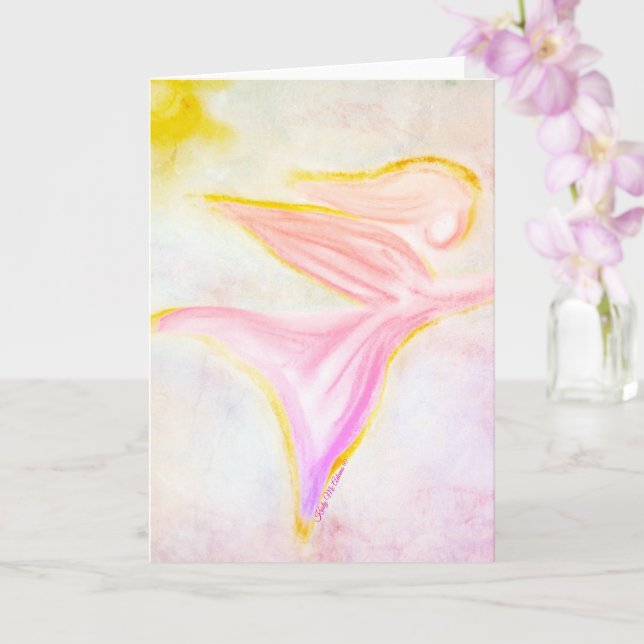 Golden Angel in Flight – Sun Pink Sky Greeting Kort (Orkide)