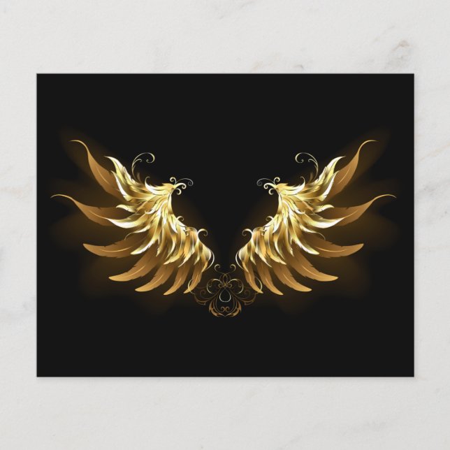 Golden Angel Vingar på svart bakgrund (Framsida)