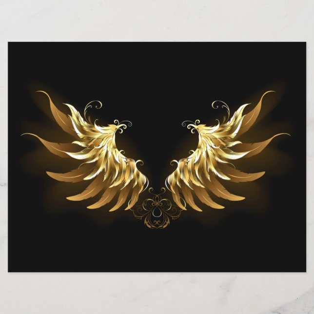 Golden Angel Vingar på svart bakgrund (Framsida)