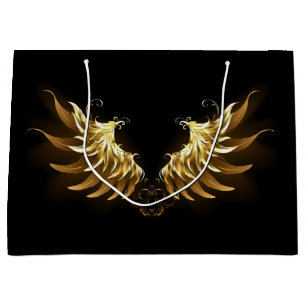 Golden Angel Vingar på svart bakgrund