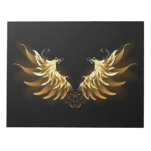Golden Angel Vingar på svart bakgrund Anteckningsblock